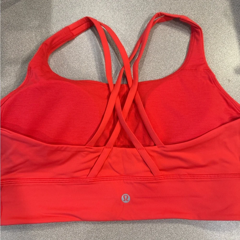 NWT Lululemon Energy Longline Bra Med Support Red Glow Size 12 - Picture 4 of 7